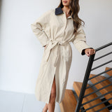 Tilly Oversized Trench Coat - Beige-Navy