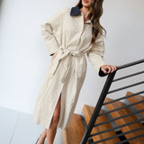 Tilly Oversized Trench Coat - Beige-Navy