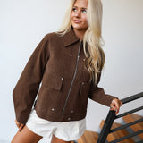 Feonah Faux Suede Jacket - Brown