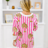 Hillary Mini Contrast Dress - Pink/White Palm