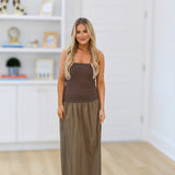 Kalia Strapless Midi Dress-Mocha