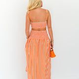 Hazel Maxi Skirt Set - Orange/White Stripes