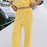 Fancy Striped Button Pants - Malibu Golden Yellow