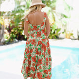 Marcy Print Midi Dress - Natural Red