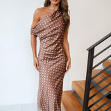 Layla Polka Dot Maxi Dress - Chocolate