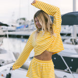 Fancy Striped Oversized Long Sleeve Top - Malibu Golden Yellow
