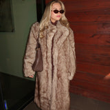 Blair Long Belted Faux Fur Coat - Taupe