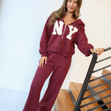 Caroline Hoodie and Pants Set - Burgundy