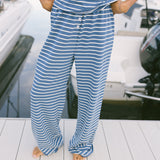 Fancy Striped Button Pants - Malibu Blue