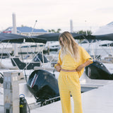 Fancy Striped Oversized Short Sleeve Top - Malibu Golden Yellow