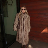 Blair Long Belted Faux Fur Coat - Taupe
