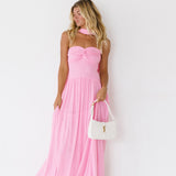 Brandi Strapless Maxi Scarf Dress - Bubblegum Pink