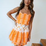 Lola Mini Dress - White/Orange