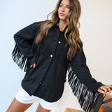 Sami Suede Fringe Jacket - Black