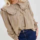 Mel Collar Blouse - Beige