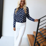 Miley Polka Dot Cardigan - Navy/Cream