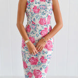 Marzia Floral Sequin Sleeveless Midi Dress - Pink