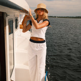 Fancy Varsity Button Loungepants- White