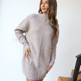 Mila Knit Sweater Mini Dress - Latte