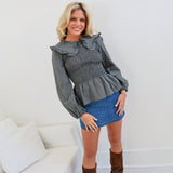 Lillie Peter Pan Collar Blouse Top - Pepper