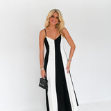 Veronica Striped Maxi Dress - White/Black