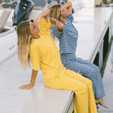 Fancy Striped Button Pants - Malibu Golden Yellow