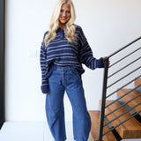 Deanna Striped Sweater - Navy