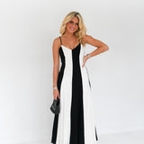 Veronica Striped Maxi Dress - White/Black