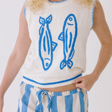 May Striped Micro Shorts - Lt Blue