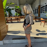 Brook Stripe Knit Dress - Brown Natural