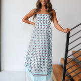 Heather Strapless Maxi Dress - Brown/Blue
