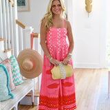 Meg Printed Midi Dress - Pink