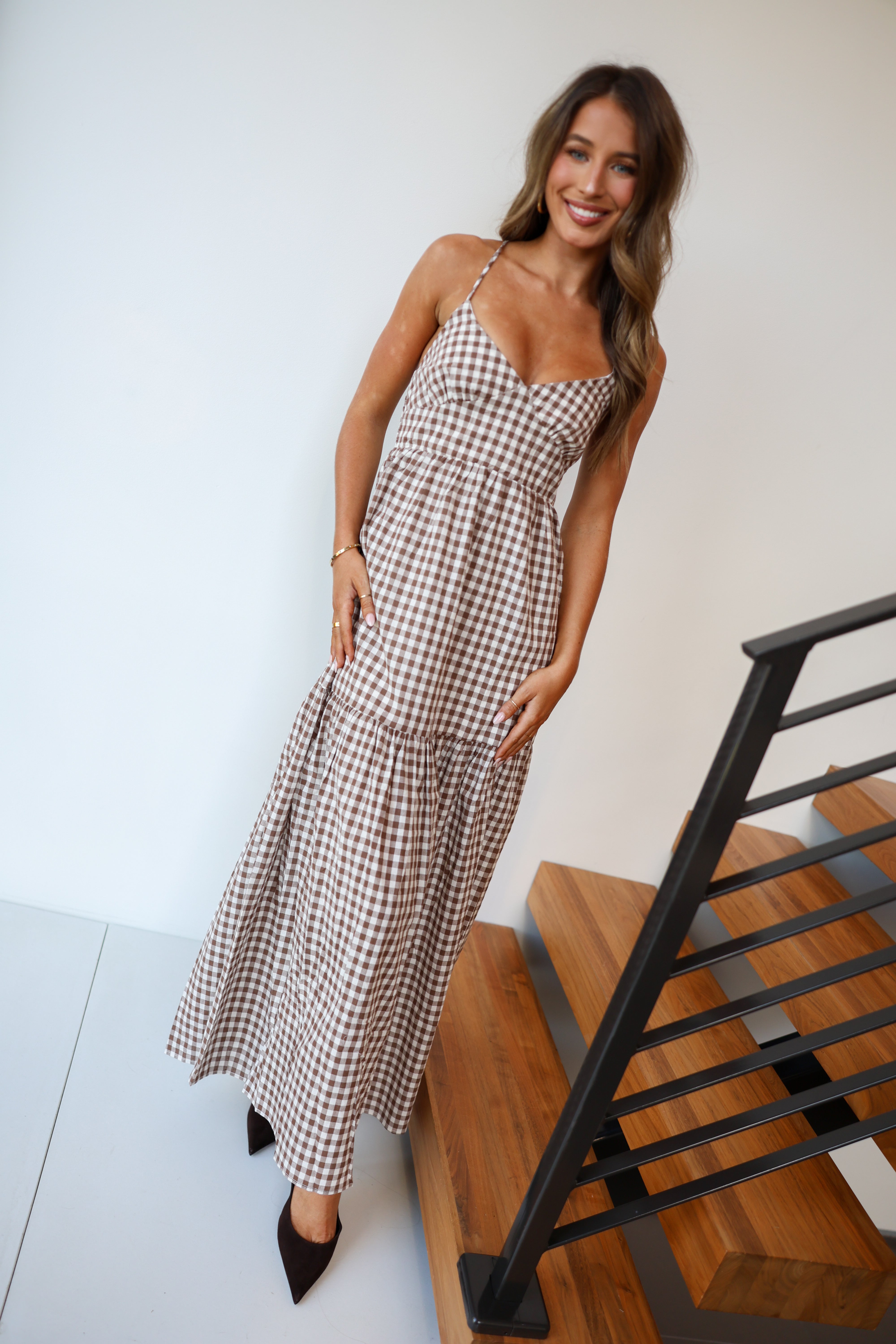 Polly Gingham Tiered Maxi Dress
