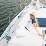 Fancy Varsity Button Loungepants- White