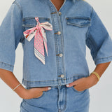 Mia Denim Top And Short Set - Light Blue Denim
