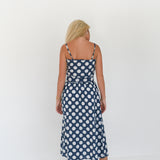 Macy Maxi Skirt Set - Navy Polka Dot