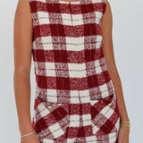 Kate Tweed Romper - Burgundy/Ivory