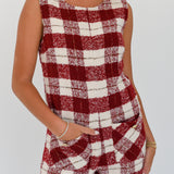 Kate Tweed Romper - Burgundy/Ivory