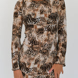 Peyton Pleated Animal Print Mini Dress - Animal