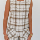 Miley Tweed Romper - Ivory/Mocha