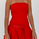 Victoria Strapless Mini Dress - Red