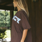Fancy Oversized Embroidered Tee - Chocolate