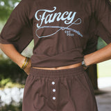 Fancy Button Shorts - Chocolate
