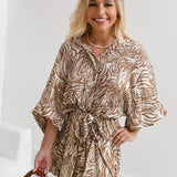 Serena Oversized Collared Romper -Taupe