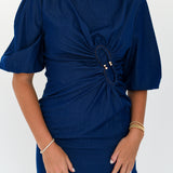 Maci Puff Sleeve Mini Dress - Dark Blue