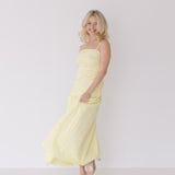 Verity Ruched Linen Maxi Dress - Yellow