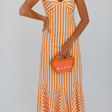 Kristie Striped Midi Dress - Orange/White