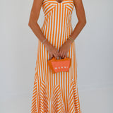 Kristie Striped Midi Dress - Orange/White
