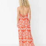 Kate Floral Maxi Dress - Cream/Red