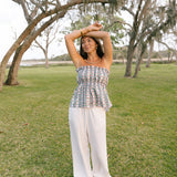 Kamie Strapless Top - Teal/Pink